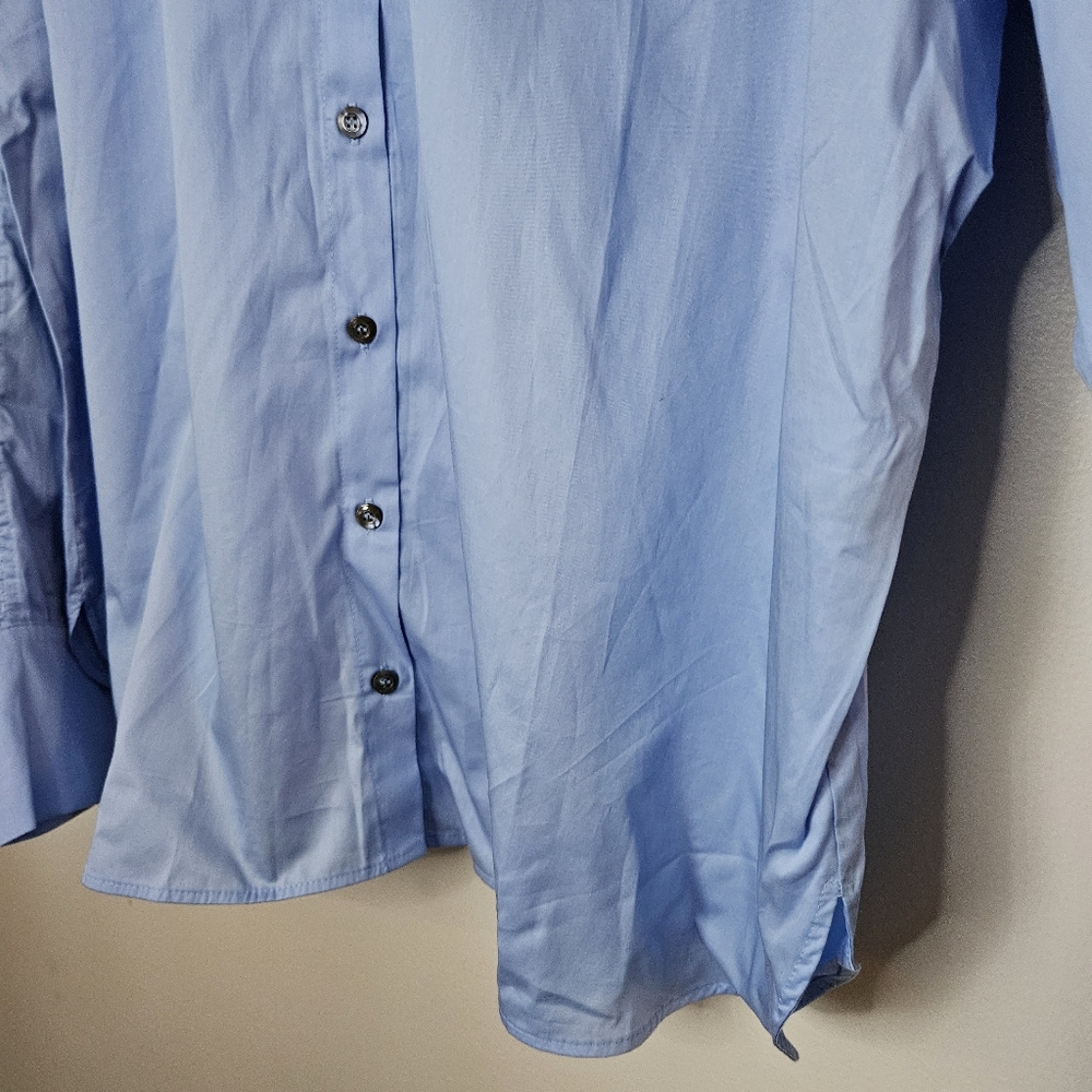 Harshman Blouse Juliana Light Blue Ruffled Sleeve Button-Up Shirt Cotton Classic - Picture 5 of 13